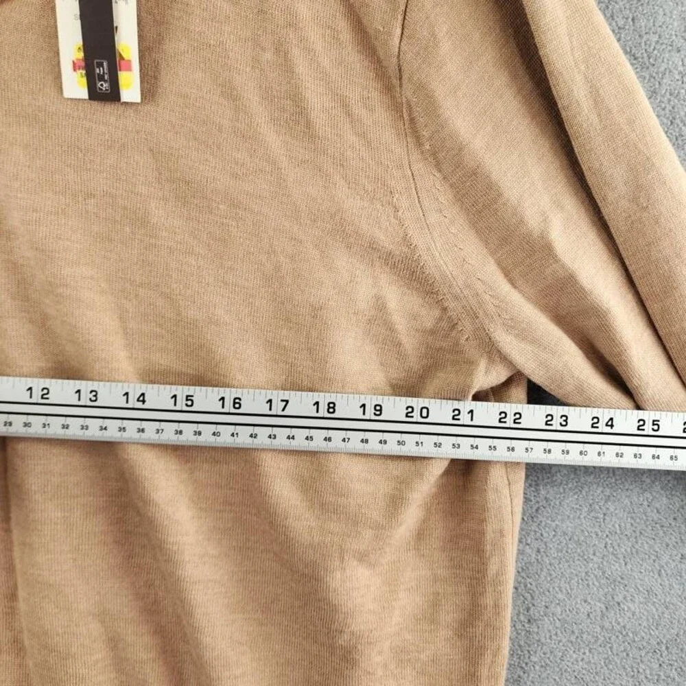Michael Kors Modern-Fit Tipped 1/4-Zip Merino Wool Sweater Men's XXL Dark Camel